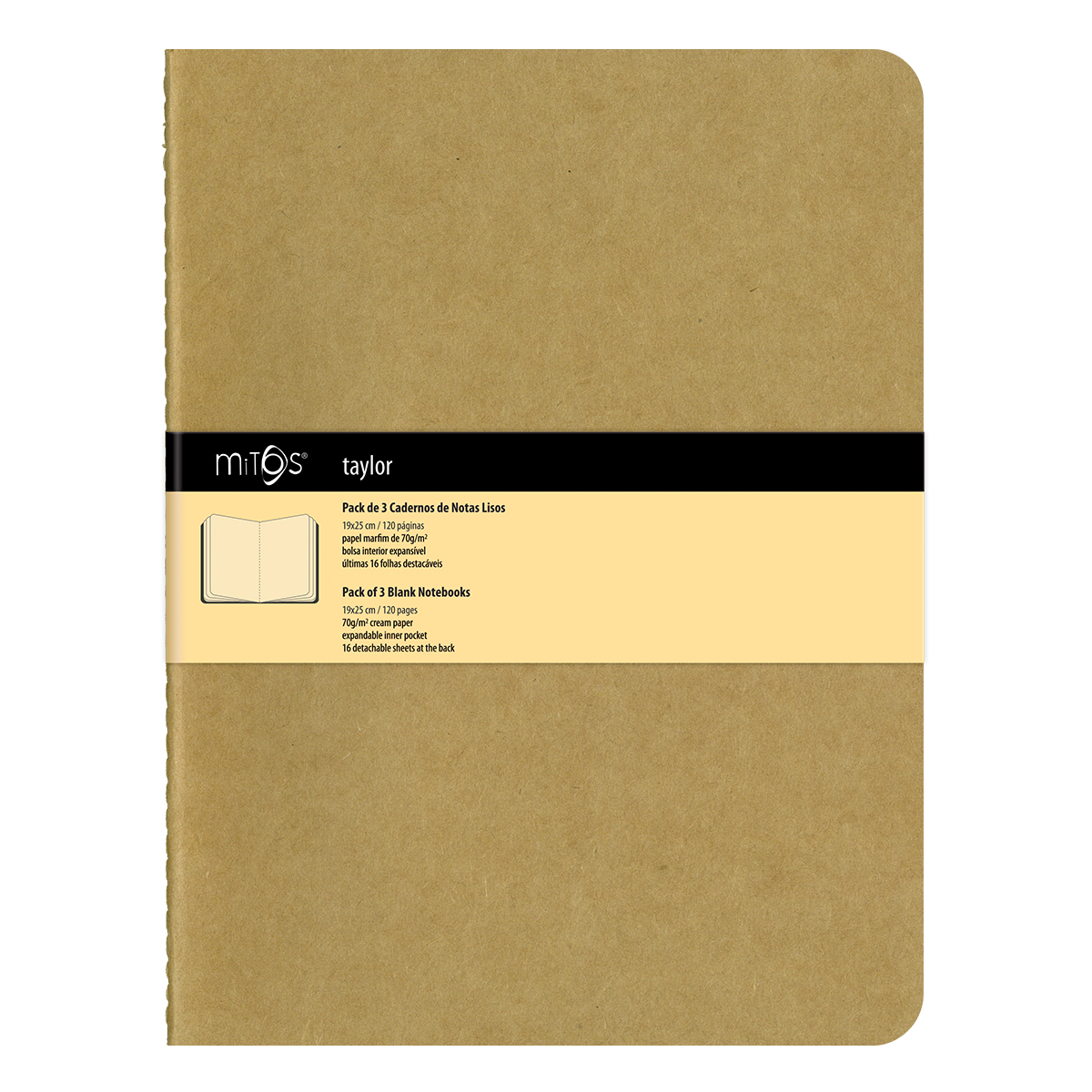 MITOS® TAYLOR-Pack3 Cadernos Notas Liso(19x25cm)120pag